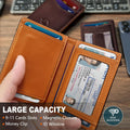 Magnetic Closure Slim Wallet for Men with Money Clip Gift Boxed,Genuine Leather Front Pocket Wallet, 3.9"X 2.7", RFID Blocking