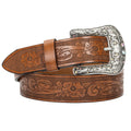 FGSS Women-Western-Leather-Belts - Vintage-Western-Cowboy Embossed-Belts with Retro-Engraved-Buckle for Jeans Pants Brown-carved Belt Fit for