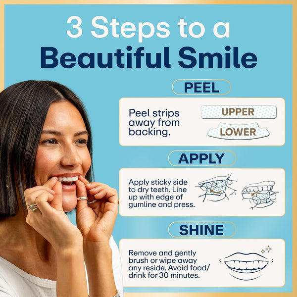 Lumineux Teeth Whitening Strips, Peroxide Free, 9 Treatments (1 Month) | Peroxide free, enamel safe, dentist formulated, clinically tested &