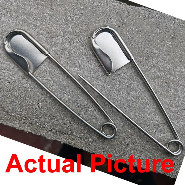 5 PCS of 5 Inch Heavy Duty Jumbo Stainless Steel Safety Pins Silver Color Safety Pins for Laundry, Blanket, Key Rings, Outdoor