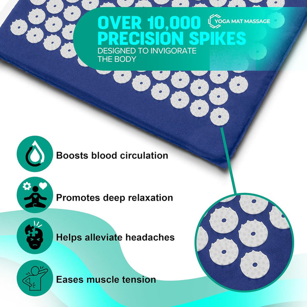 Sivan Health and Fitness Acupressure Mat and Pillow Set - Grounding Mat for Stress, Back & Neck Pain - Acupuncture Point Massage Mat for Muscle