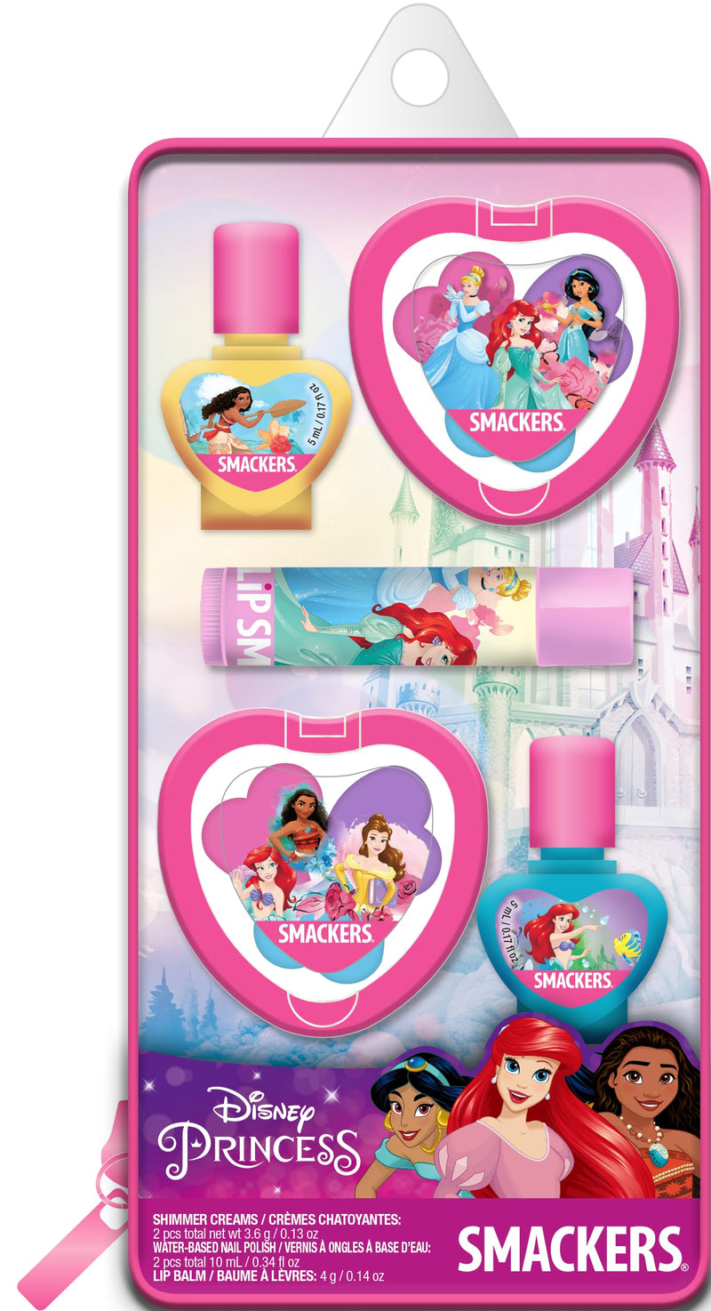 Lip Smacker Disney Princess Pouch Makeup Set And Bag For Girls 1 Count(Pack of 5) Ariel, Rapunzel, Cinderella, and Belle Collection