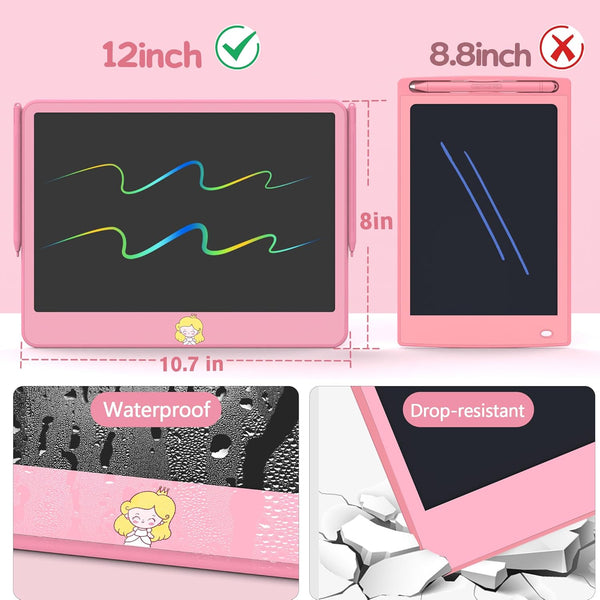 LCD Writing Tablet for Kids 12 Inch, Toys for Boys Girls Drawing Pad for 3 4 5 6 7 Year Old Kids Toys, Toddler Erasable Doodle Board Travel