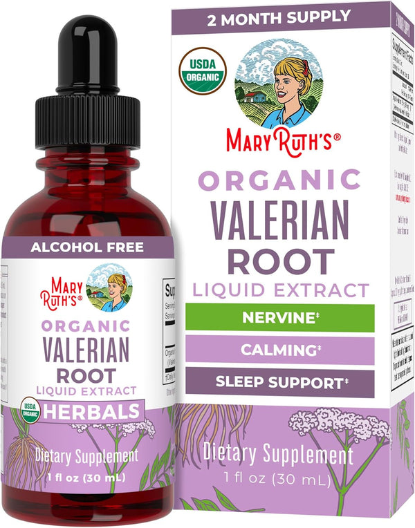Maryruth Organics Valerian Root Liquid Drops | 2 Month Supply | Sugar Free | USDA Organic Valerian Root Drops | Support Sleep | Calm and Stress