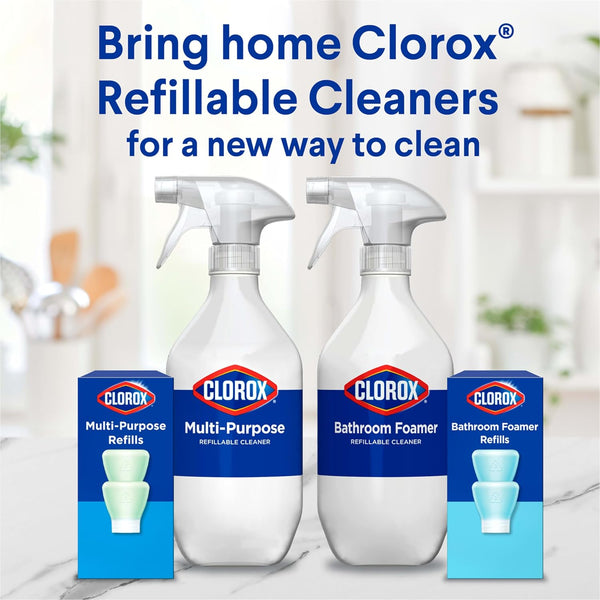 Clorox Multi-Purpose Spray Starter Kit 3X1.125Fo, Household Essentials, Concentrated Refill + 20Fo Spray Bottle