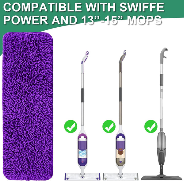 Reusable Mop Pads Compatible with Swiffer Power Mop,Power Mop Pads Refill Pads Washable 15.3 * 5.1 Inch, Microfiber Replacement Pad for