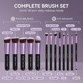 BS-MALL Makeup Brushes Premium Synthetic Foundation Powder Concealers Eye Shadows 14 Pcs Purple for Makeup Beginner or Professional with Travel Case