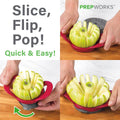 PrepWorks Apple Slicer and Corer, Attached Safety Cover, Cuts 16 Thin Apple Slices, Red Red 16 Slice