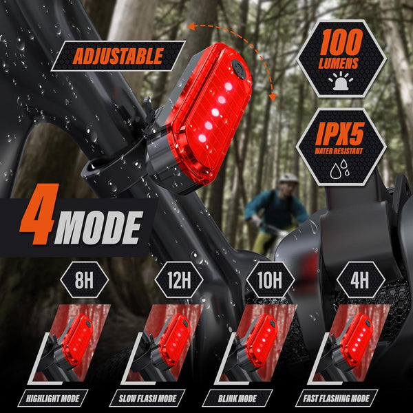 Rechargeable Bike Lights, Ultra Bright Bicycle Lights for Night Riding, Road Mountain Bike Accessories for Kids Adults - Bike Headlight with Tail