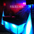 SKRIMS Super Flexible Speaker Stand Cover - Four Way Stretch White Spandex DJ Scrim - 3-Sided Tripod Skirt - 360 Degree Coverage, Cable Management