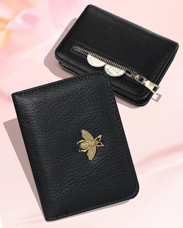 Bistup Credit Card Holder Wallet for Women Cute Leather Ladies Teen Girls Female Cardholder Wallets Accordion Purse Small Medium Aesthetic Print