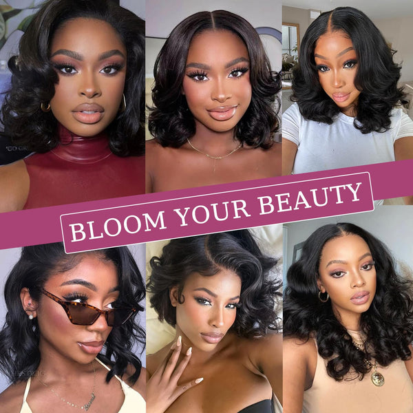 Body Wave Human Hair Bundles with Frontal (10 10 12 12+10Frontal) 12A 4 Bundles Human Hair with Closure 13X4 HD Lace Frontal 100% Unprocessed