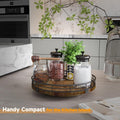 Farmhouse Oak 9" Lazy Susan Turntable Organizer for Cabinet, round Wooden Lazy Susan Organization and Storage for Dining Table, Pantry, Kitchen,
