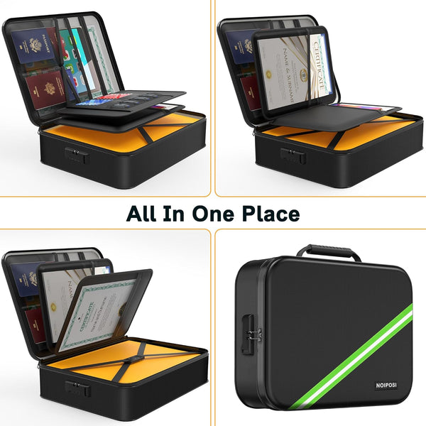Noiposi Document Organizer with 5200Ã¢ÂÂ Heat Insulated,Waterproof and Fireproof Document Box with Lock, Home Travel Strong Fireproof Safe Storage