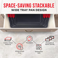 Baking Pan Set – 3 Piece Cookie Sheet – Deluxe Black Non-Stick Carbon Steel – Silicone Handles – Commercial Grade Restaurant Quality – PFOA PFOS