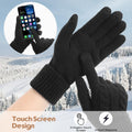 Pleneal Winter Gloves for Women Cold Weather - Womens Gloves Warm Touch Screen Fleece Lined Elastic Cuff Knit Glove 2 Pairs Black & Beige