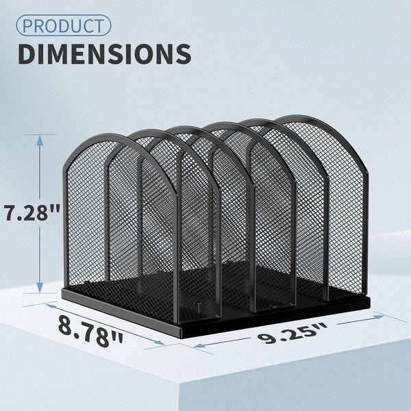 Gawerk 5-Section Vertical Desktop Organizer, 5-Section Mesh File Folder Stand Sorter for Office Home Classroom Organization Black 1 Pack 5-Section