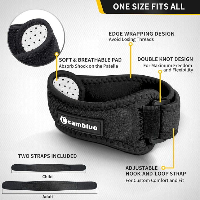 CAMBIVO 2 Pack Knee Braces for Women and Men, Patella Knee Support Strap, Basket