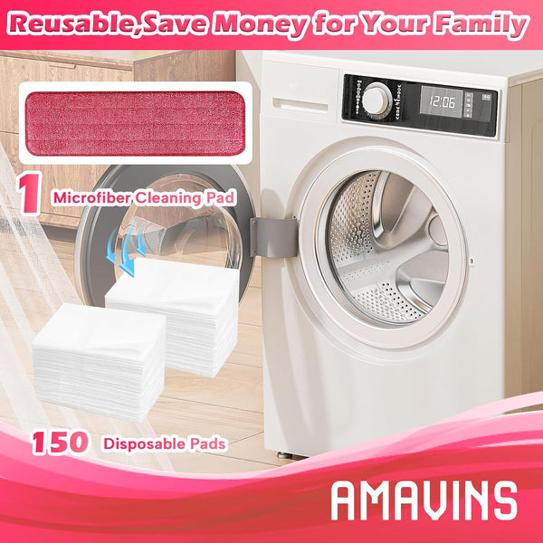 AmaVins 3 Pack Microfiber Cleaning Pads, Reusable Microfiber Mop Pads for 18 Inch Mop, Hardwood Floor Replacement Cleaning Mop Pads, Machine