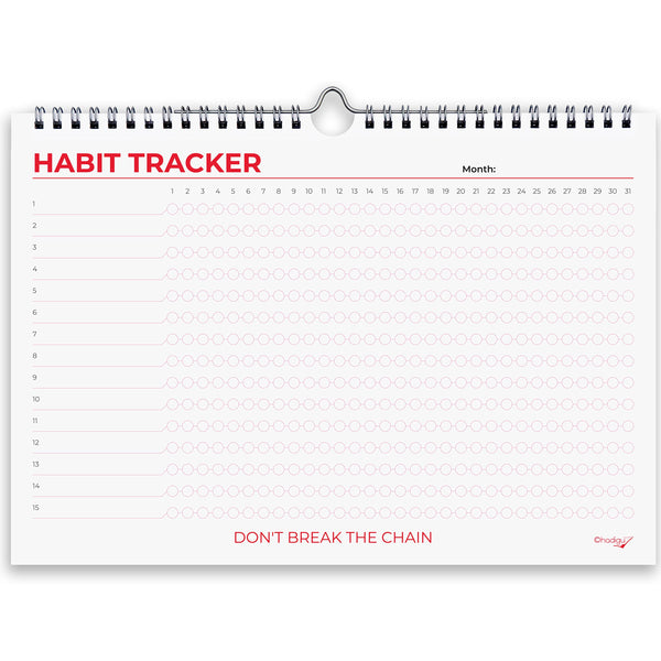 Hadigu Habit Tracker Calendar (Undated 12 Month) Colorful Motivational Design, Spiral Bound and Hanger, A4 Size (8,3"X11.7") Quality Heavy Paper,