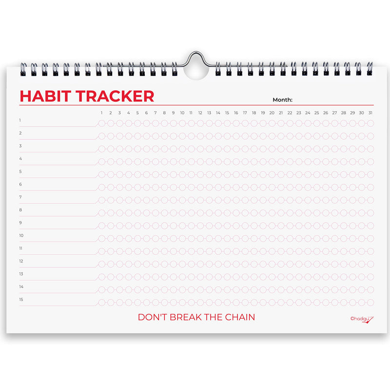 Hadigu Habit Tracker Calendar (Undated 12 Month) Colorful Motivational Design, Spiral Bound and Hanger, A4 Size (8,3"X11.7") Quality Heavy Paper,