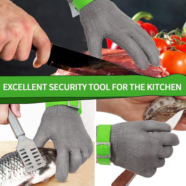 Level 9 Cut Resistant Kitchen Glove,Food Grade,Machine Washable,Stainless Steel Wire Metal Mesh Safety Work Glove for Ma