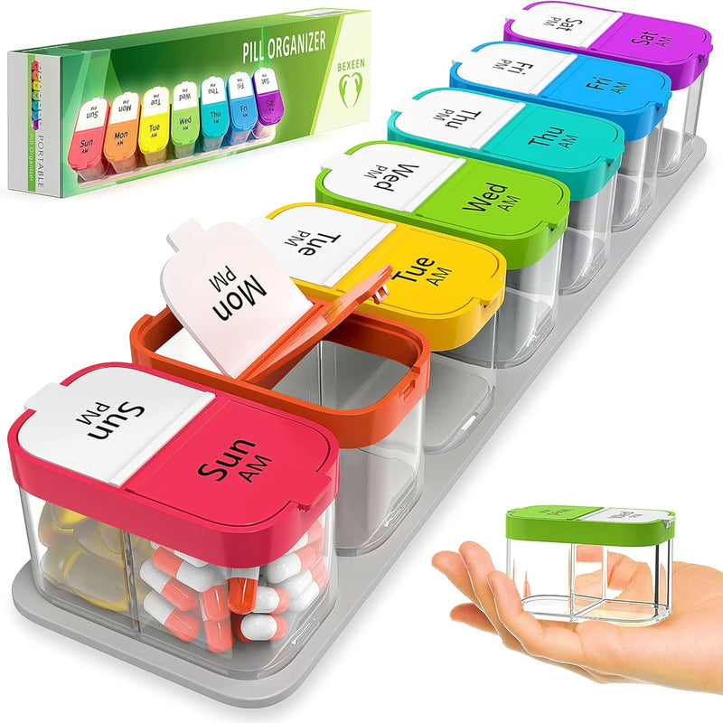 Extra Large Pill Organizer – Weekly Pill Box 7 Day AM PM for Big Vitamins & Supplements, Large Capacity Medication Dispenser with 7 Detachable