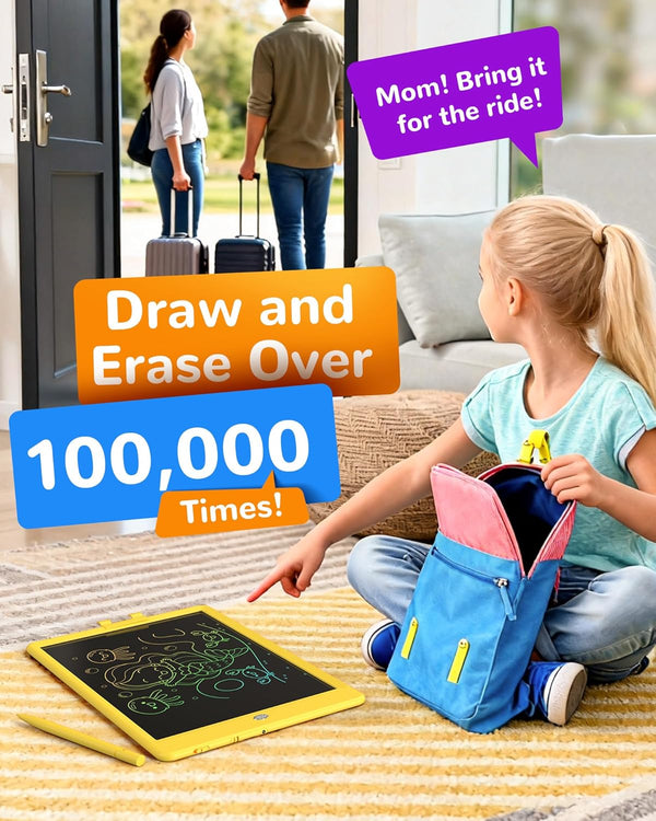KOKODI LCD Writing Tablet, 10 Inch Colorful Toddler Doodle Board Drawing Tablet, Erasable Reusable Electronic Drawing Pads, Educational and