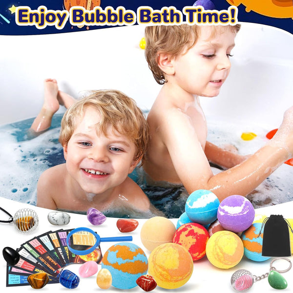 10 Pack Galaxy Bath Bombs for Kids with Surprise Toys Inside Organic Bubble Bath Bombs with Solar System Gemstones Easter Christmas Birthday Gift