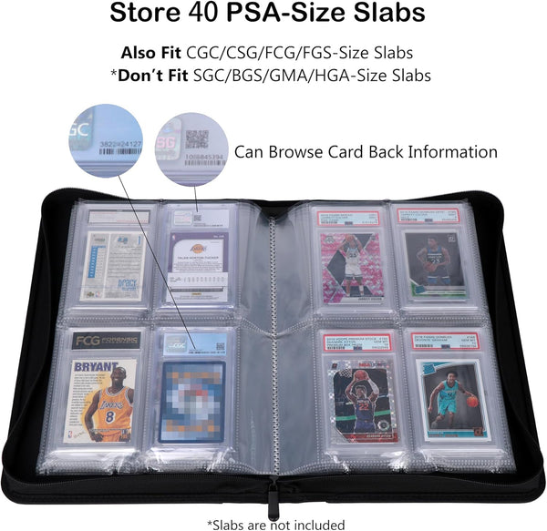 Rayvol Psa-Sized Slab Binder, Graded Card Binder Fit 40 PSA Slabs Includes 40 Psa-Sized Sleeves, 4 Pockets Top Loading Graded Card Holder Storage