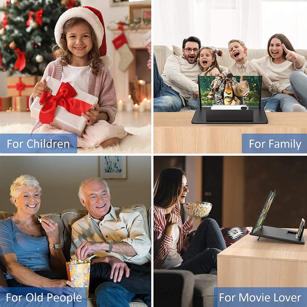 18" Screen Magnifier for Cell Phone – 3D HD Magnifing Screen Enlarger Projector for Movies Videos and Gaming – Foldable Phone Stand Holder with