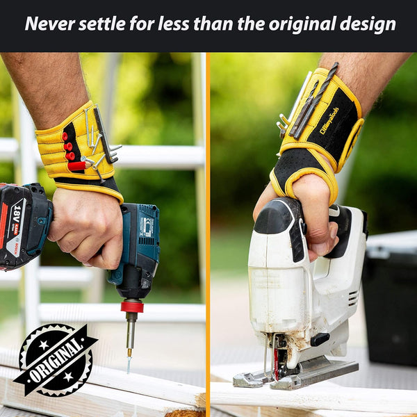 BINYATOOLS Magnetic Wristband for Tools Gift for Him Magnet Screw Holder Wrist Support Keeps Screws Nails, Drill Bits Handy Unique Tool Gadgets