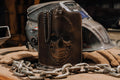 House of Jack Co. Skull Grommet Long Bifold Wallet for Men, Add Your Chain Biker Wallet, Full Grain Cowhide Leather Wallet, Black