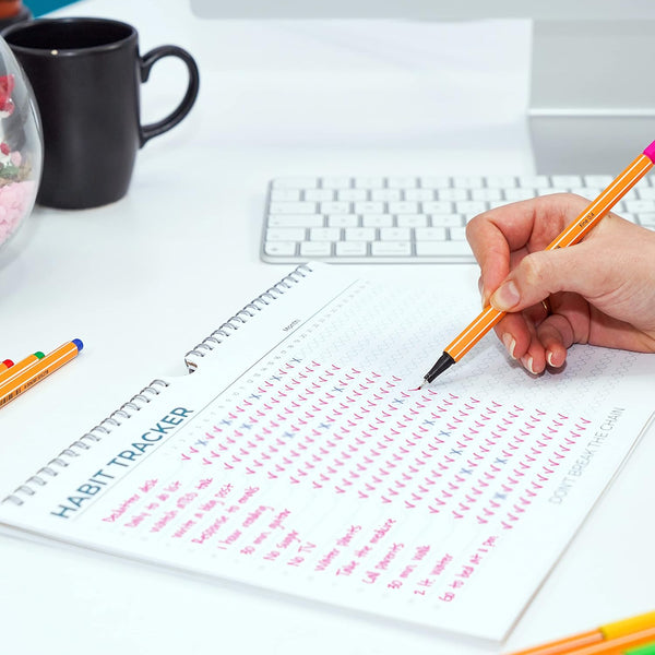 Hadigu Habit Tracker Calendar (Undated 12 Month) Colorful Motivational Design, Spiral Bound and Hanger, A4 Size (8,3"X11.7") Quality Heavy Paper,