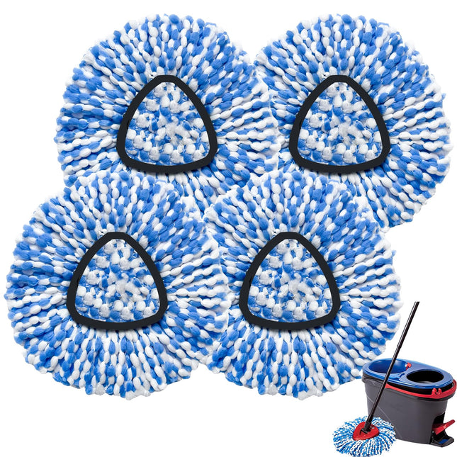 Mop Head Replacement, Spin Mop Refill Replace Head Compatible with 2 Tank Mop System, 4 Pack Machine Washable Microfiber