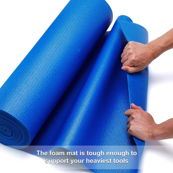 CASOMAN Professional Tool Box and Drawer Liner, Blue, Easy Cut Non-Slip Foam Rubber Toolbox Drawer Liner Mat - Adjustable Thick Cabinet Liners,