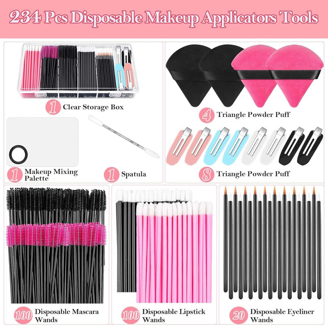 Disposable Applicators Kit with Makeup Puff, Mixing Palette, Artist Supplies, Ac