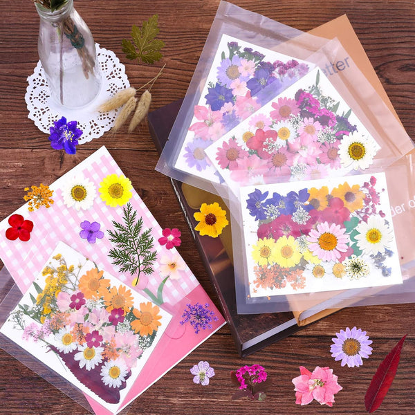 140 Pcs Dried Pressed Flowers for Resin, Real Pressed Flowers Dry Leaves Bulk Natural Herbs Kit for Scrapbooking DIY Art Crafts, Epoxy Resin