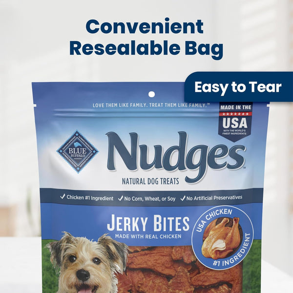 Blue Buffalo Nudges Chicken Jerky Bites Natural Dog Treats, Tender & Meaty Dog Snacks, Healthy Reward or Training Treat, Made in the USA with Real