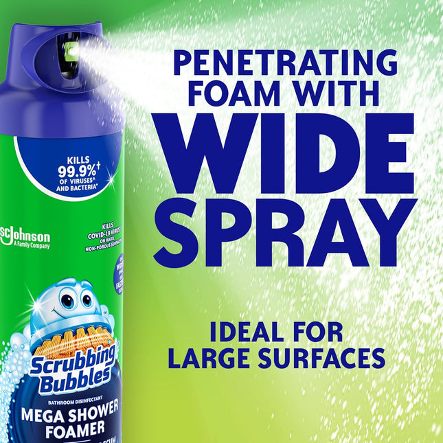 Scrubbing Bubbles Mega Bathroom and Shower Foamer Aerosol, Rainshower Scent, 20O