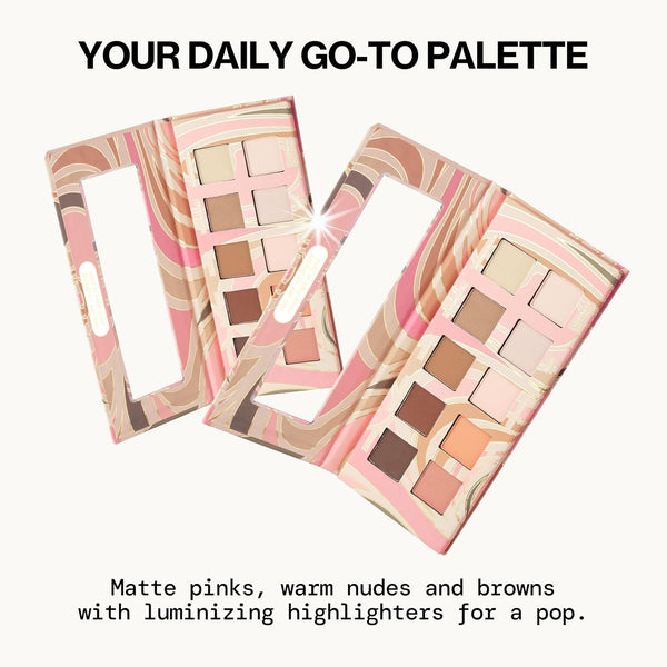 Pacifica Pink Nudes Mineral Eyeshadow Palette, 10 Neutral Shades, for Natural or Smoky Eye Look, Naked Eye Makeup, Longwearing & Blendable, Vegan,