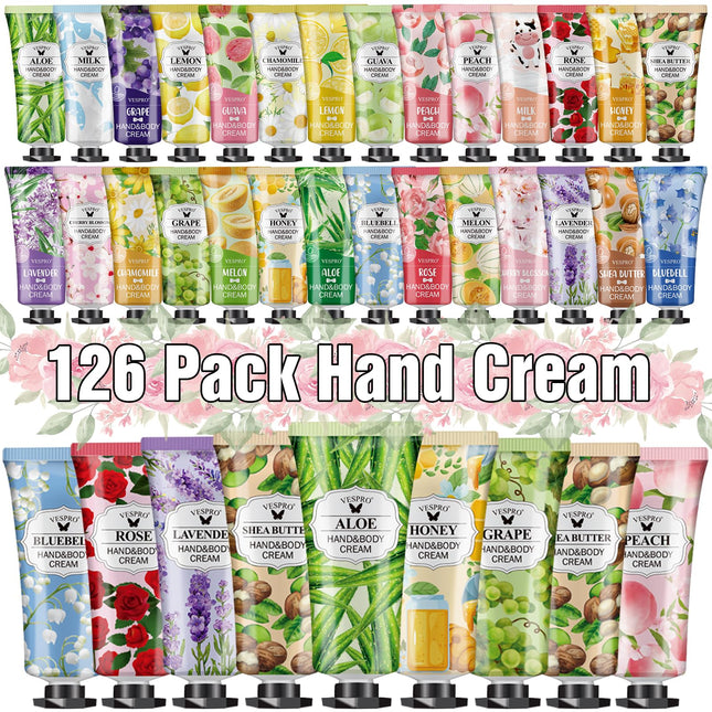 VESPRO 126 Pack Mothers Day Gifts Hand Cream Set for Women, Bulk Hand Lotion Tra