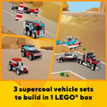 LEGO Creator 3 in 1 Flatbed Truck with Helicopter Toy, Transforms from Flatbed Truck Toy to Propeller Plane to Hot Rod and SUV Cars, Gift Idea for