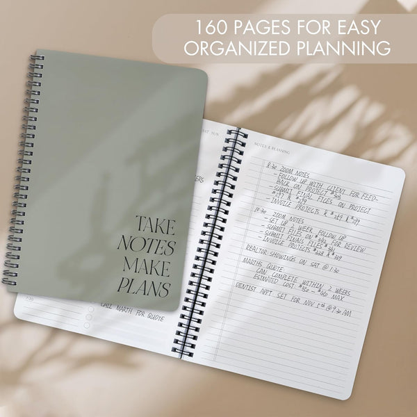 Beautiful Daily Planner and Notebook with Hourly Schedule - Aesthetic Spiral to Do List Notepad to Easily Organize Your Work Tasks and