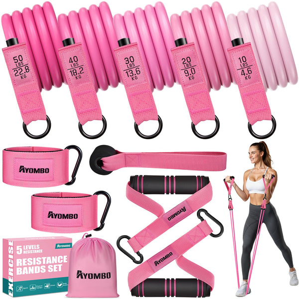 Resistance Bands, Exercise Bands with Handles for Working Out, Fitness Bands for Women, Workout Equipment Home Gym, Training Bands with Door
