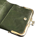 AOXONEL Womens Wallet Small Rfid Ladies Compact Bifold Leather Vintage Coin Purse With Zipper and Kiss Lock Green