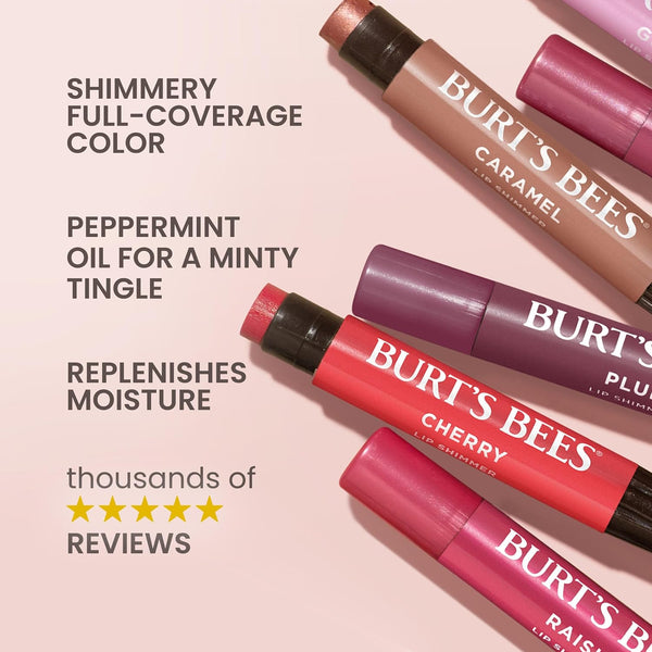 Burt's Bees Shimmer Lip Tint Set, Mothers Day Gifts, Tinted Lip Balm Stick, Moisturizing for All Day Hydration with Natural Origin Glowy Pigmented