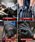 NEOTRIL 8 Mil Heavy Duty Disposable Nitrile Gloves with Diamond Texture Grip Rubber Gloves Latex & Powder Free Large Box of 50 / Black