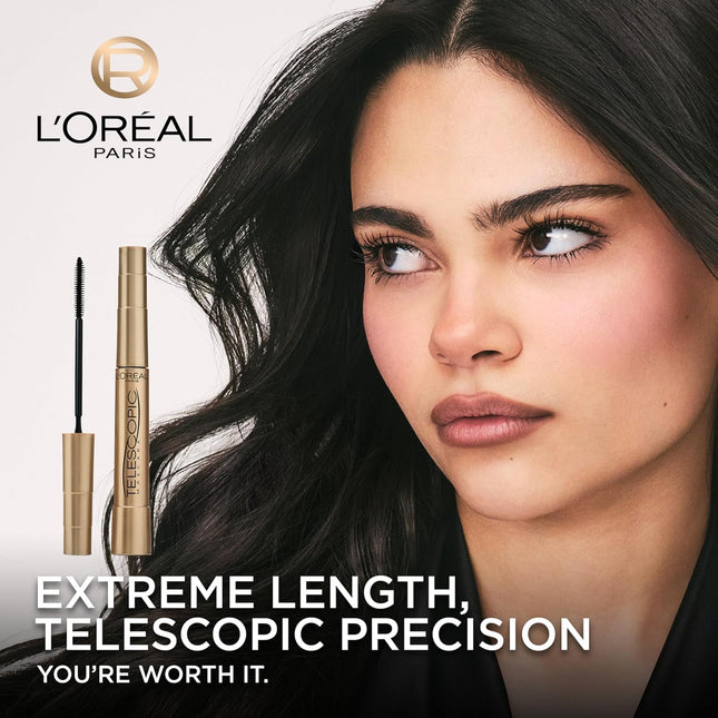 L'Oreal Paris Makeup Telescopic Original Lengthening Mascara, Blackest Black, 0.