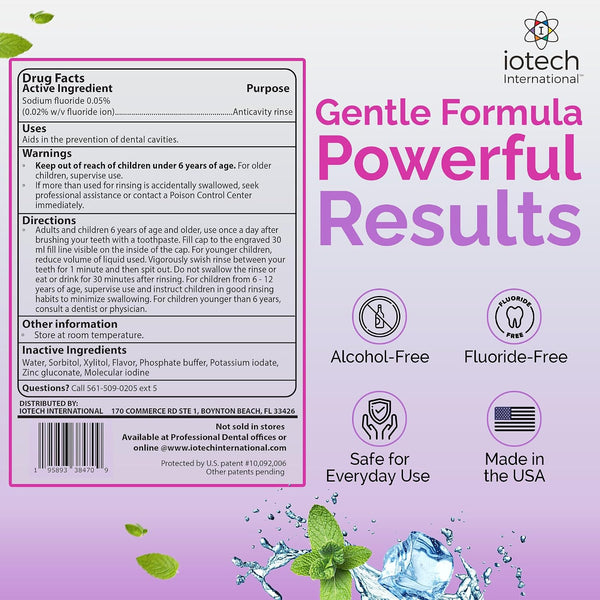 ioRinse RTU Halitosis Mouthwash for Fresh Breath, Dentists' Top Choice, Alcohol Free & Fluoride Free Molecular Iodine Oral Rinse, Soft Mint,